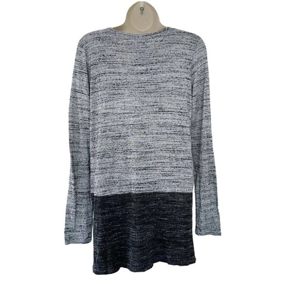 Anthropologie Dolan Woman's Sz M  Heather Gray Space Dye High Low Knit Top - Picture 4 of 8